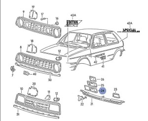 OSŁONA WLOTU POWIETRZA ATRAPY PRZÓD VW GOLF 2 GL GTI PRAWA