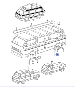 NAKLEJKA OCHRONNA TYLNEGO BŁOTNIKA VW T3 