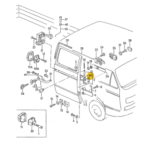 ZAWIAS DRZWI TYLNYCH DRZWI DOKA T3 TRANSPORTER 