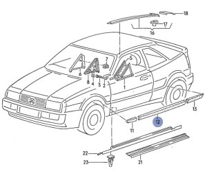 LISTWA BOCZNA DRZWI LEWA VW CORRADO OD 91